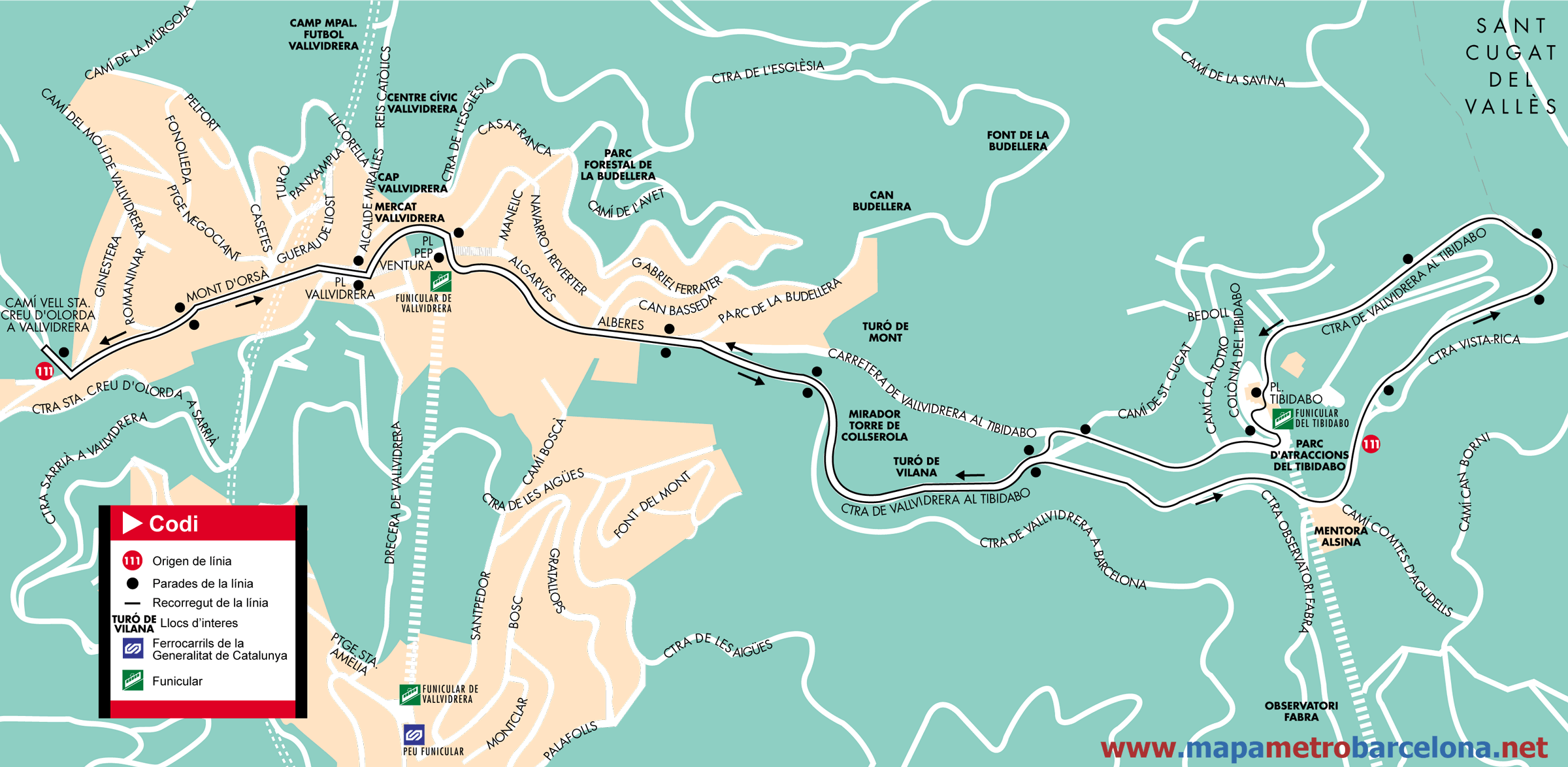 Mapa autobus barcelona línea 111