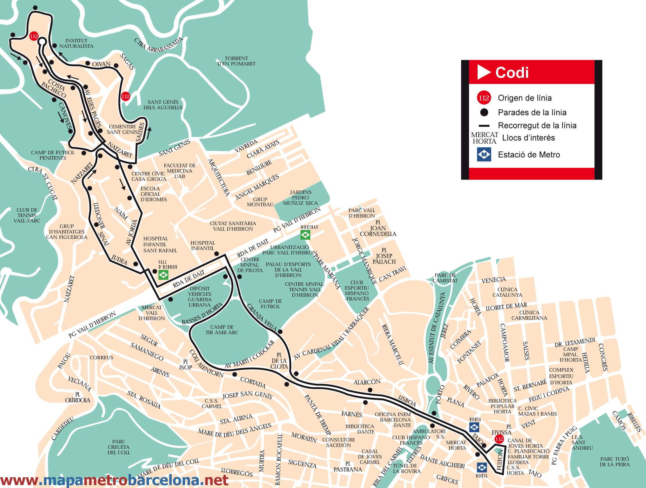 Barcelona bus map line 112