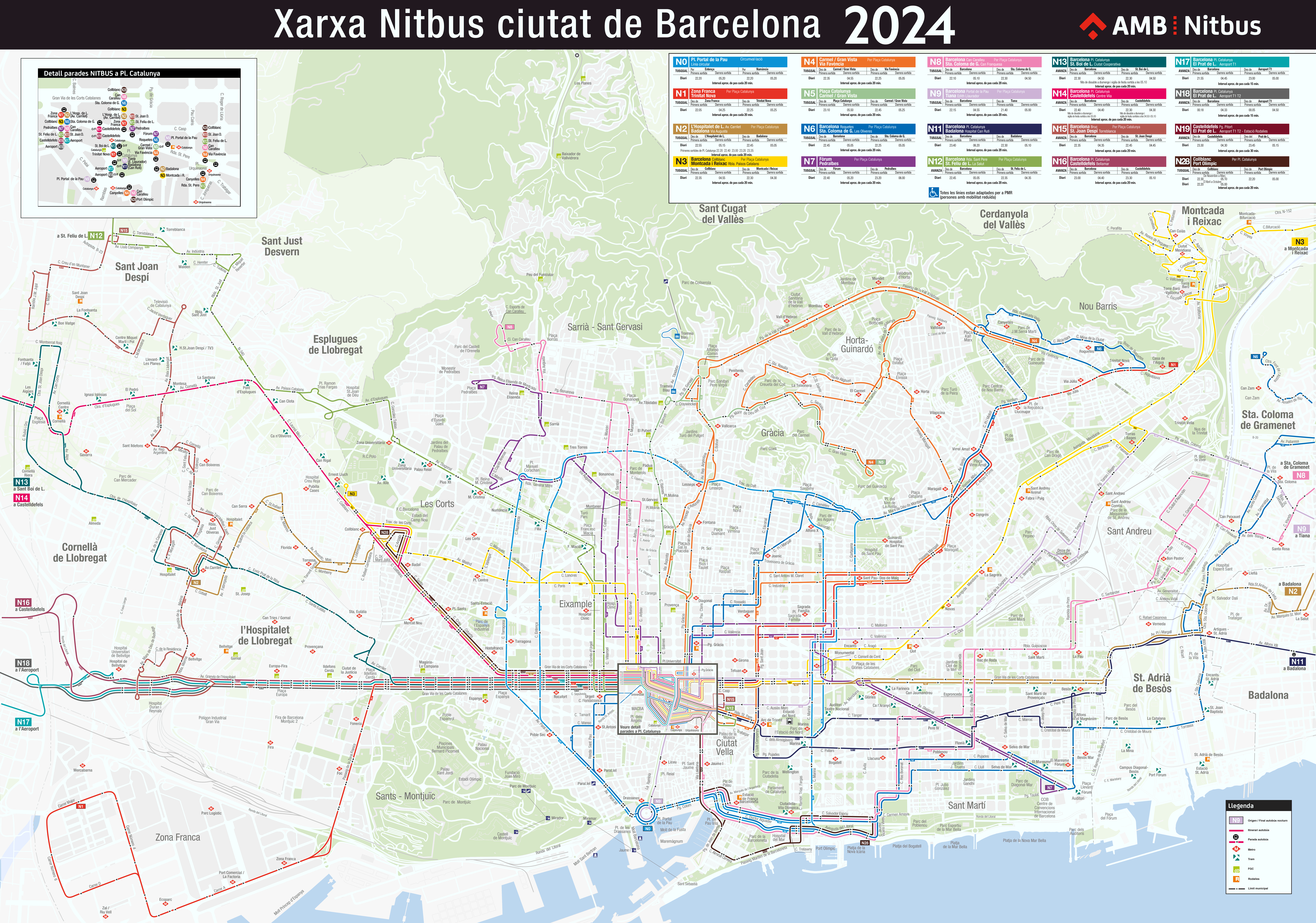 Night bus map of Barcelona (Nit Bus)