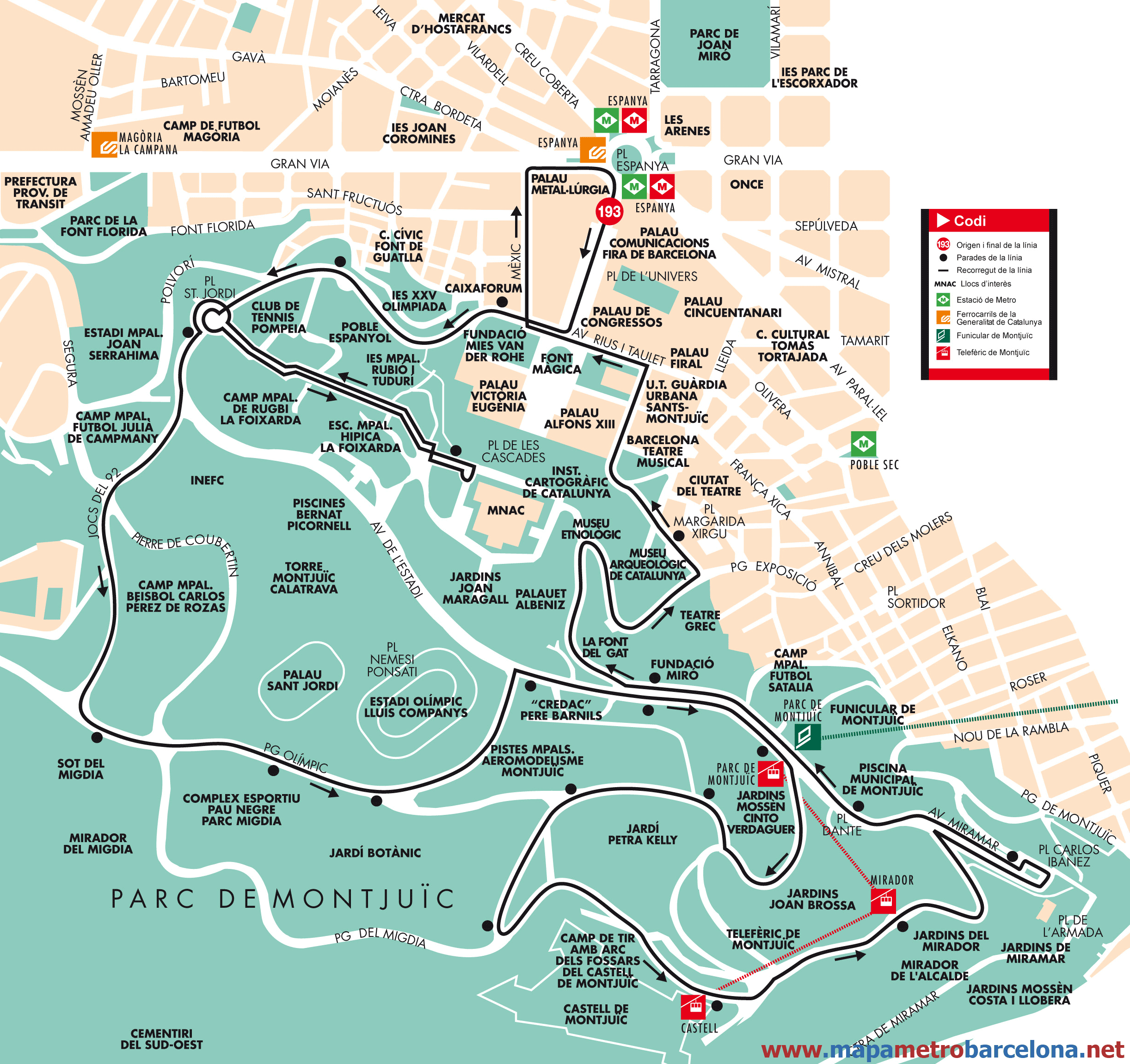 Mapa autobus barcelona línea 193