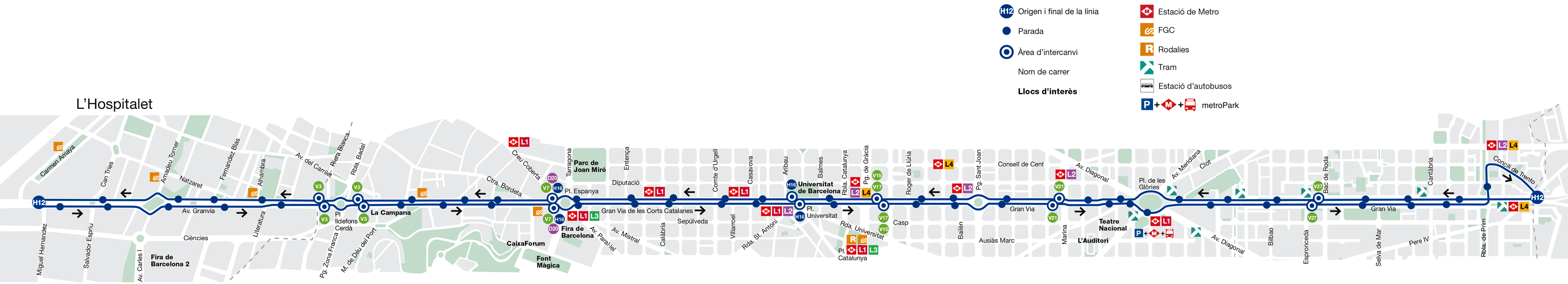 Mapa bus Barcelona línea H12 2014