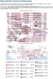 Night bus map of Barcelona